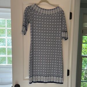 Max Studio Blue Patterned Dress- wrinkle free!